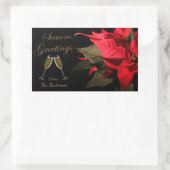 Poinsettia en Champagne Elegant Personalized Rechthoekige Sticker (Tas)