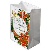 Poinsettia en Citrus Gold-kerst Medium Cadeauzakje (Achterkant Gekanteld)