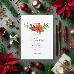 Poinsettia en dennen Kerst huwelijkscharme Kaart