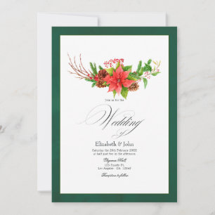 Poinsettia en dennenboom kerst huwelijkscharme kaart