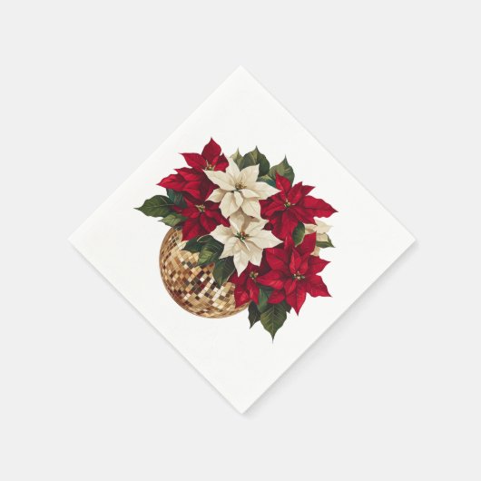 Poinsettia en Disco Ball Paper Bord Servet (Hoek)