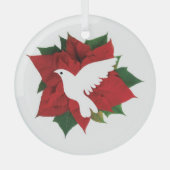 Poinsettia en Dove Glass Kerstversiering Glas Ornament (Voorkant)