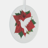 Poinsettia en Dove Glass Kerstversiering Glas Ornament (Voorkant Rechts)
