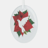 Poinsettia en Dove Glass Kerstversiering Glas Ornament (Voorkant links)