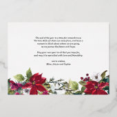 Poinsettia en Fir Leaves Merry-kerstfoto Folie Feestdagenkaart (Achterkant)