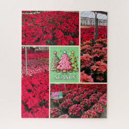 Poinsettia en foto sjabloon Kerstvakantie Legpuzzel