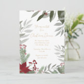 Poinsettia en groen Kerstuitnodiging Kaart (Staand voorkant)