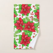 Poinsettia en holbessen waterverf kerst bad handdoek (Handdoek)