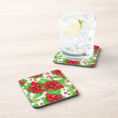 Poinsettia en holbessen waterverf kerst bier onderzetter (Rechterzijde)