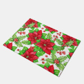 Poinsettia en holbessen waterverf kerst deurmat (Schuin)