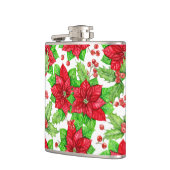 Poinsettia en holbessen waterverf kerst heupfles (Links)