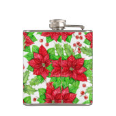 Poinsettia en holbessen waterverf kerst heupfles (Achterkant)