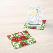 Poinsettia en holbessen waterverf kerst kartonnen onderzetters (Insitu)