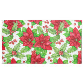 Poinsettia en holbessen waterverf kerst kussensloop (Voorkant-Links)