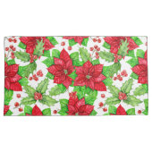 Poinsettia en holbessen waterverf kerst kussensloop (Voorkant-Rechts)