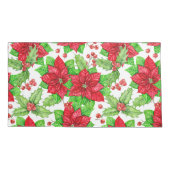 Poinsettia en holbessen waterverf kerst kussensloop (Achterkant-Links)