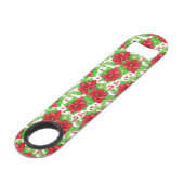 Poinsettia en holbessen waterverf kerst speed flessenopener (Achterkant Gekanteld)