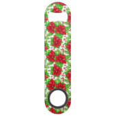 Poinsettia en holbessen waterverf kerst speed flessenopener (Voorkant)