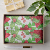 Poinsettia en holbessen waterverf kerst tissuepapier (Geschenk)