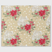 Poinsettia en Holly Berries Kerstmis Cadeaupapier (Vlak)