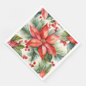 Poinsettia en Holly Berries Kerstmis Servet (Hoek)