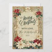  Poinsettia en Holly Christmas Feestdagenkaart (Voorkant)
