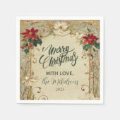  Poinsettia en Holly Christmas Servet (Voorkant)