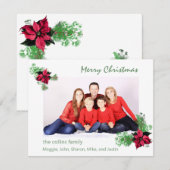 Poinsettia en Holly Greenery Photo Holiday (Voorkant / Achterkant)
