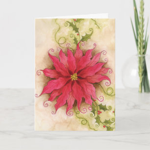 Poinsettia en Holly Kaart
