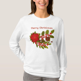 Poinsettia en Holly, pretkerst T-shirt