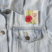 Poinsettia en Holly Solstice-Button Vierkante Button 5,1 Cm (In situ)