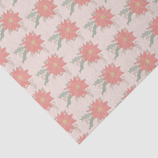 Poinsettia en Holly sprays Tissuepapier (Detail)