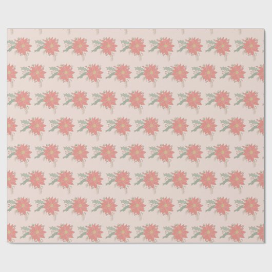 Poinsettia en Holly sprays vakantie Cadeaupapier (Vlak)