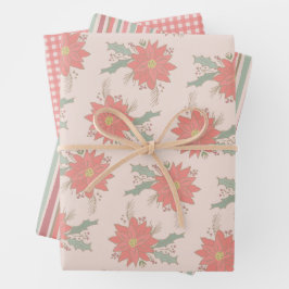 Poinsettia en Holly sprays vakantie Inpakpapier Vel