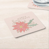 Poinsettia en Holly sprays vakantie Kartonnen Onderzetters (Schuin)