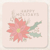 Poinsettia en Holly sprays vakantie Kartonnen Onderzetters (Voorkant)