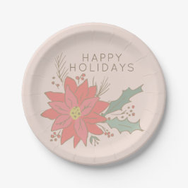 Poinsettia en Holly sprays vakantie Papieren Bordje