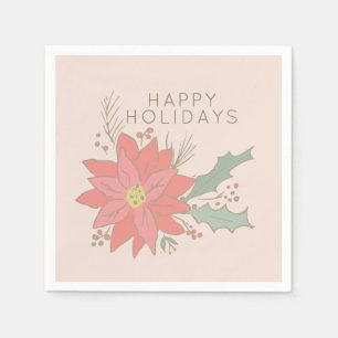 Poinsettia en Holly sprays vakantie Servet