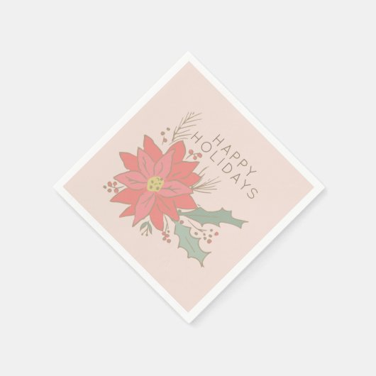 Poinsettia en Holly sprays vakantie Servet (Hoek)