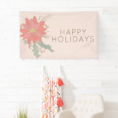 Poinsettia en Holly sprays vakantie Spandoek (Insitu)
