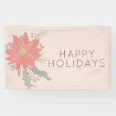 Poinsettia en Holly sprays vakantie Spandoek (Horizontaal)