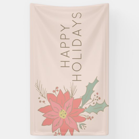 Poinsettia en Holly sprays vakantie Spandoek (Verticaal)
