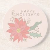 Poinsettia en Holly sprays vakantie Zandsteen Onderzetter (Voorkant)