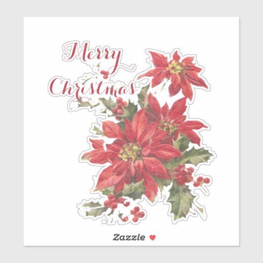 Poinsettia en holly sticker (Vel)
