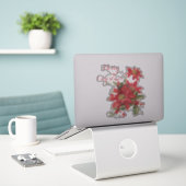 Poinsettia en holly sticker (Laptop op bureau)