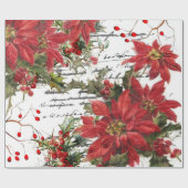 Poinsettia en hulst cadeaupapier (Vlak)