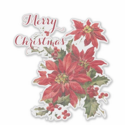 Poinsettia en hulst sticker (Voorkant)