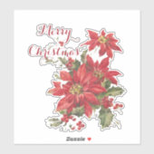 Poinsettia en hulst sticker (Vel)