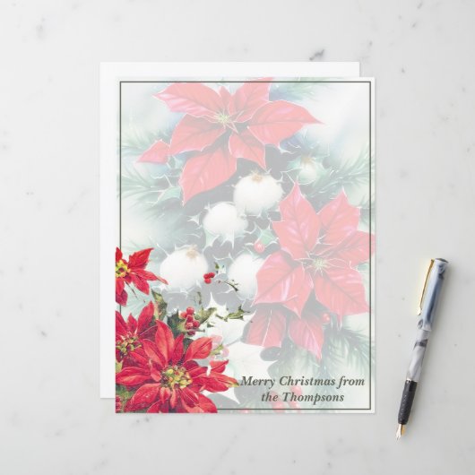 Poinsettia en hulst swag Kerstmis (Voorkant / Achterkant in situ)