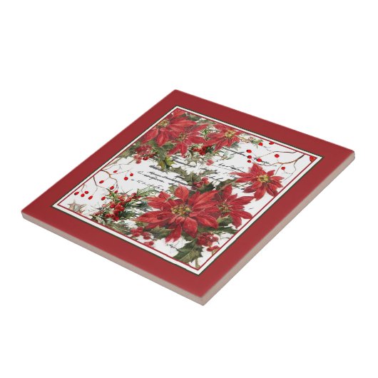 Poinsettia en hulst tegeltje (Zijkant)